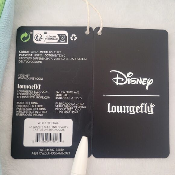 Disney Loungefly Sleeping Beauty Castle Hoodie Unisex Fairies Size Large NWT - Picture 9 of 11